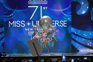 NEW ORLEANS, LOUISIANA - JANUARY 11: Miss USA, R'bonney Gabriel walks onstage during The 71st Miss Universe Competition National Costume Show at New Orleans Morial Convention Center on January 11, 2023 in New Orleans, Louisiana. (Photo by Josh Brasted/Getty Images)